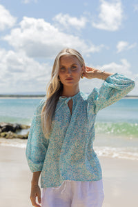 Mathilde Smock Blouse Fleur Sky