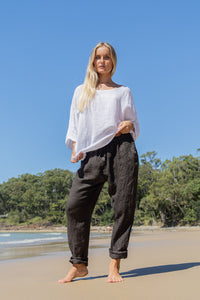 Elena Linen Pants Chocolate