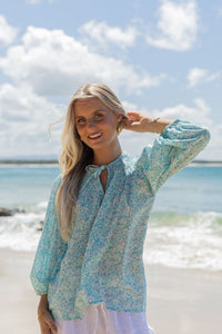 Mathilde Smock Blouse Fleur Sky