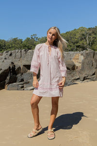 Lucian Embroidered Kaftan Rose