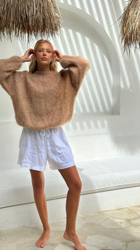 Hanna Linen Shorts white