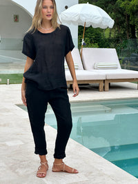Elena Linen Pants Noir
