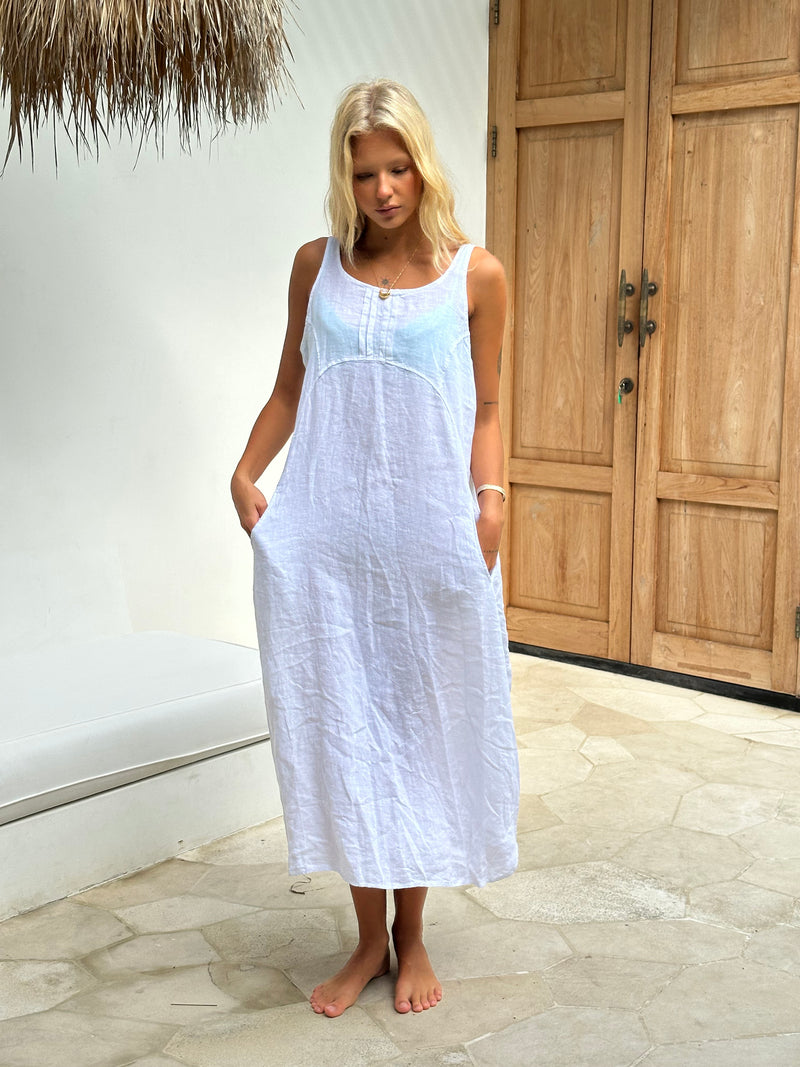 Allegra Linen Dress White