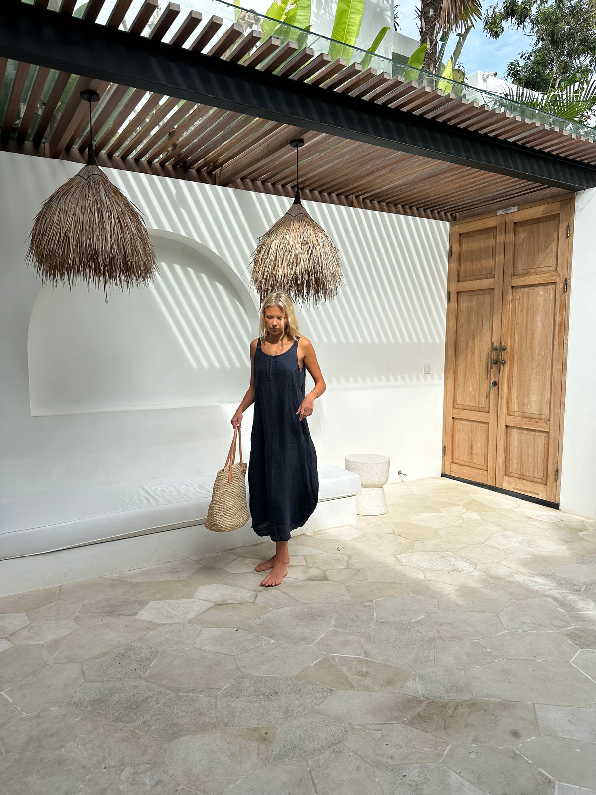 Allegra Linen Dress Navy