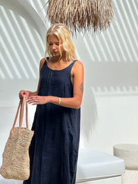 Allegra Linen Dress Navy