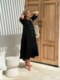Alessandra Tiered Dress Black