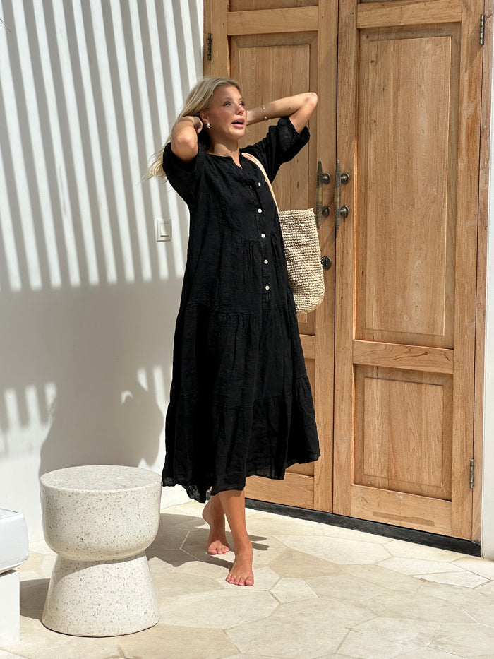 Alessandra Tiered Dress Black