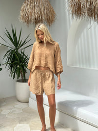 Aria Linen Top Camel