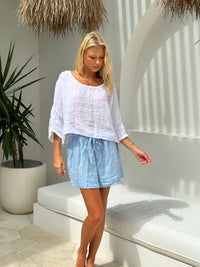 Aria Linen Top White