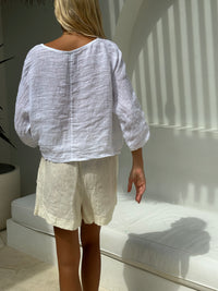 Hanna Linen Shorts Cream