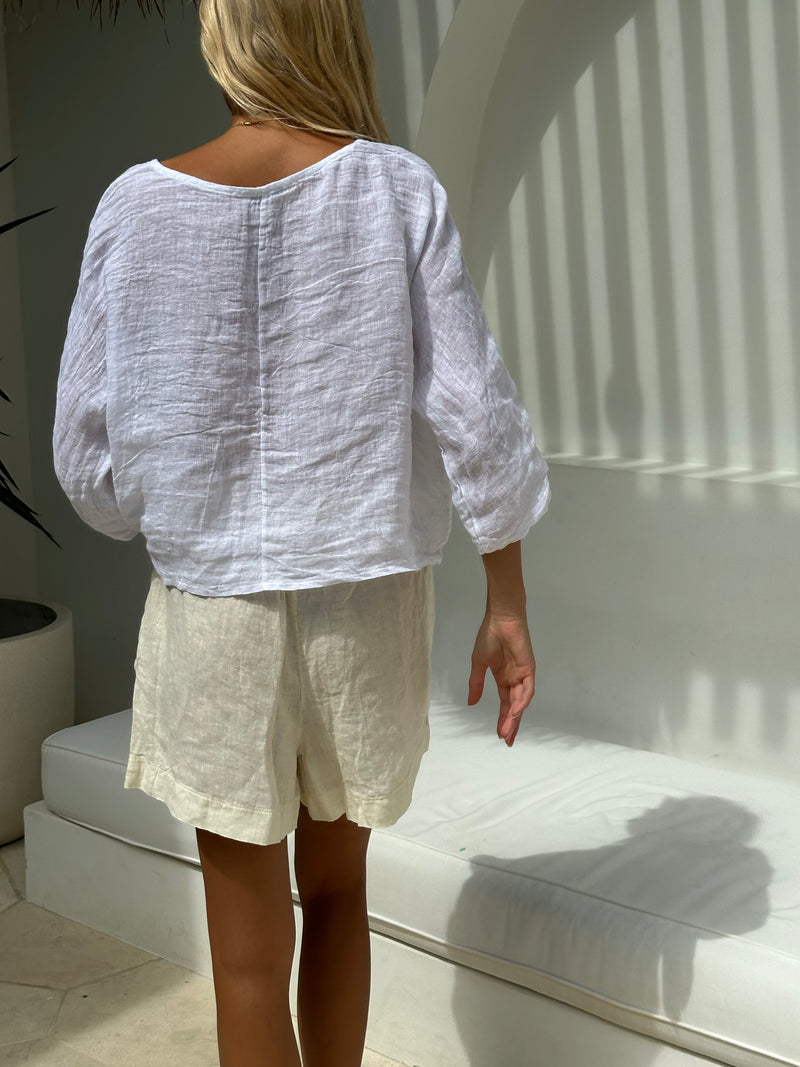 Hanna Linen Shorts Cream