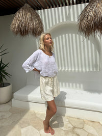 Aria Linen Top White