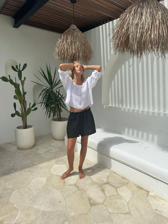 Hanna Linen Shorts Black