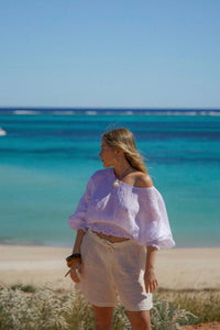 Lucinda Linen Gauze Top in White – another look (loosely shirred hemline)