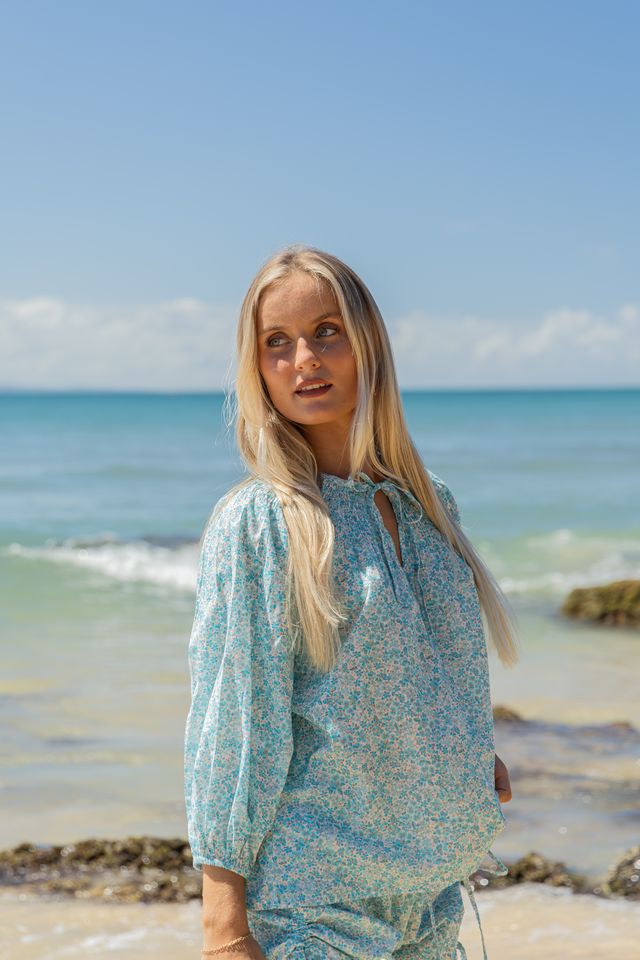 Mathilde Smock Blouse Fleur Sky