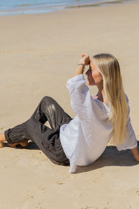 Elena Linen Pants Chocolate