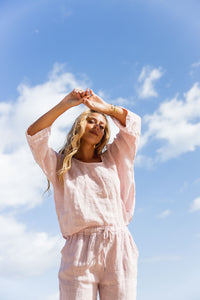 Aria Linen Top Rose