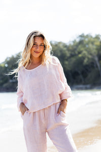 Elena Linen Pants Rose