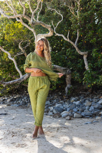 Elena Linen Pants Olive