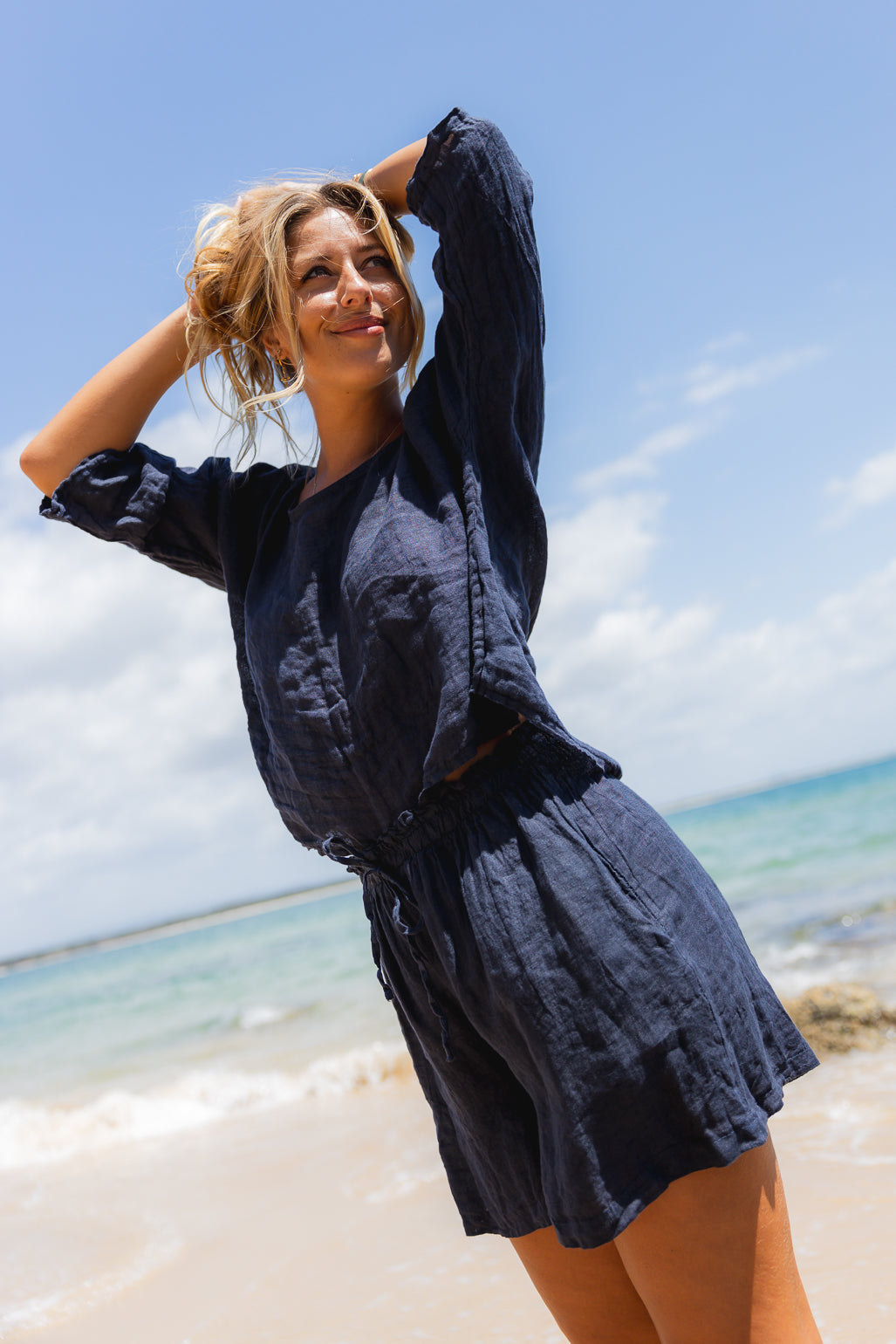 Hanna Linen Shorts Navy