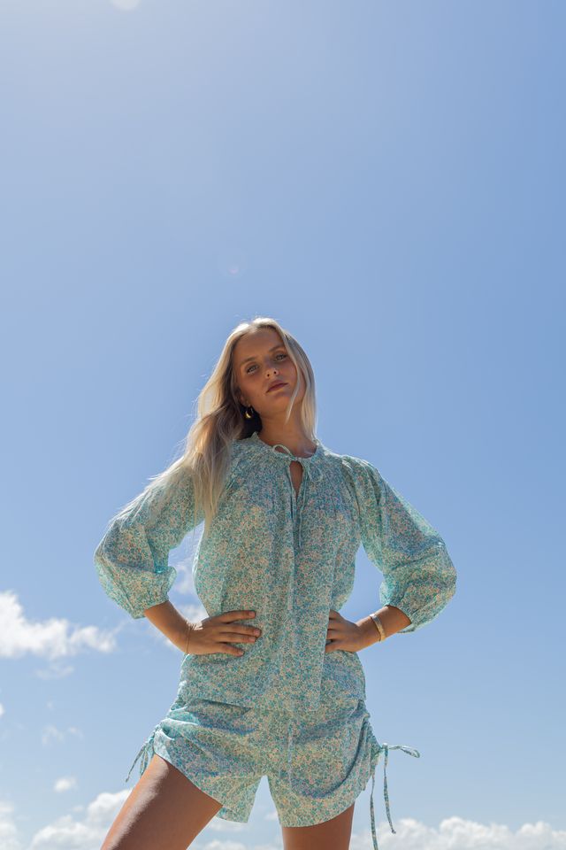 Mathilde Smock Blouse Fleur Sky