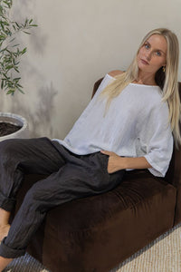Elena Linen Pants Chocolate