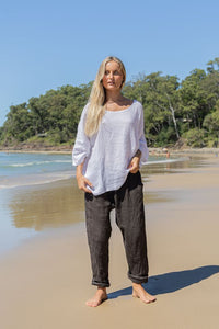 Elena Linen Pants Chocolate