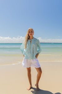 Mathilde Smock Blouse Fleur Sky