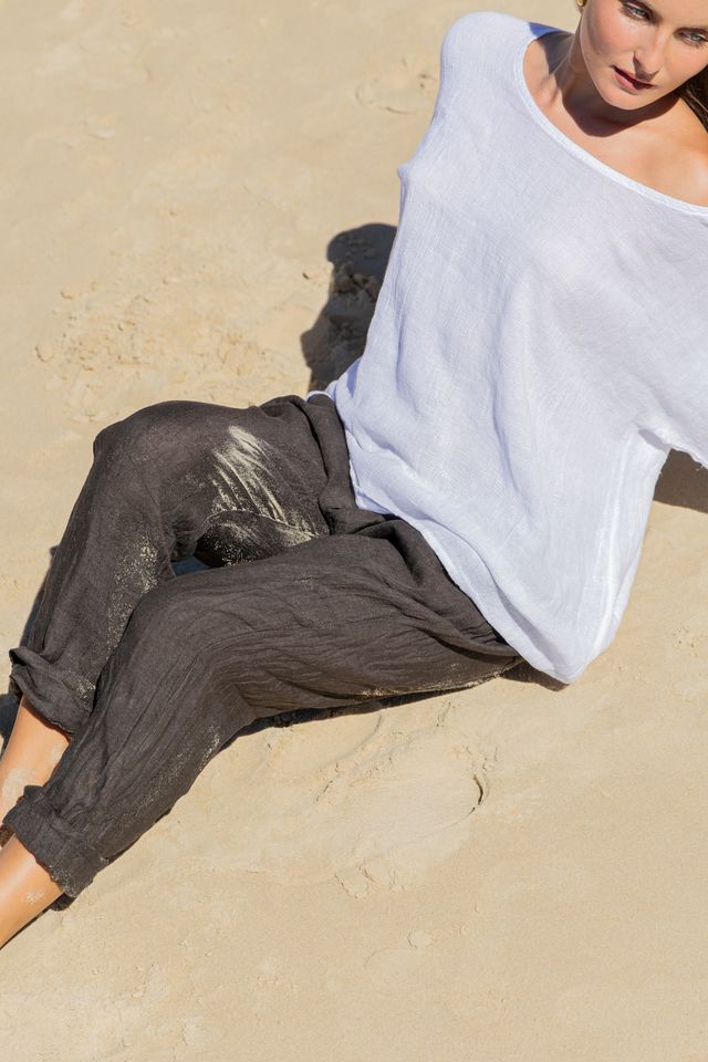 Elena Linen Pants Chocolate