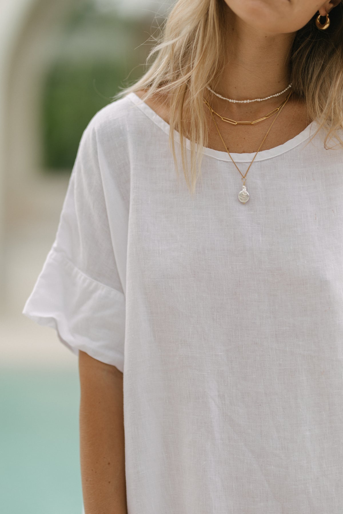 Samara Linen Shift Dress - White PREORDER