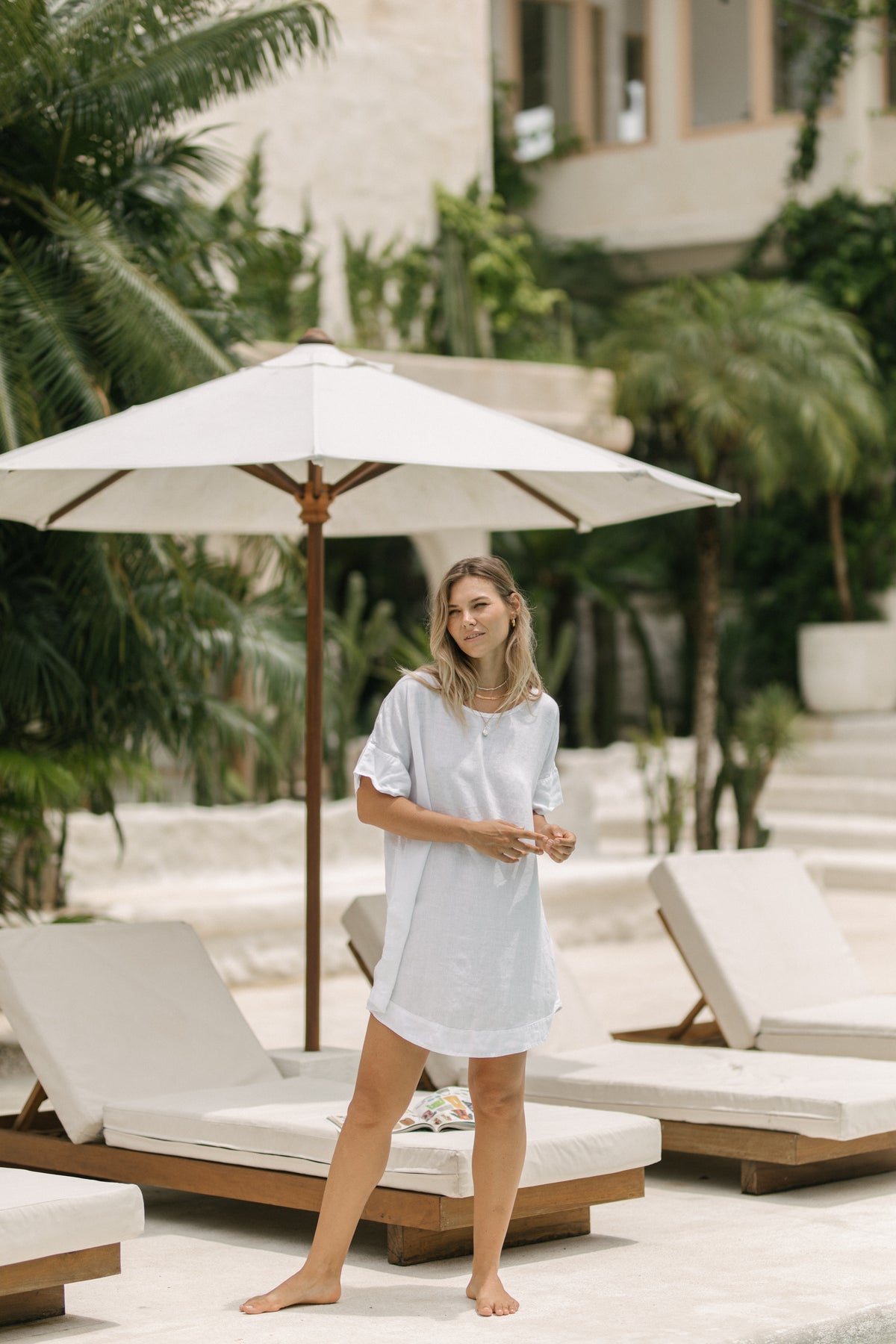 Samara Linen Shift Dress - White PREORDER
